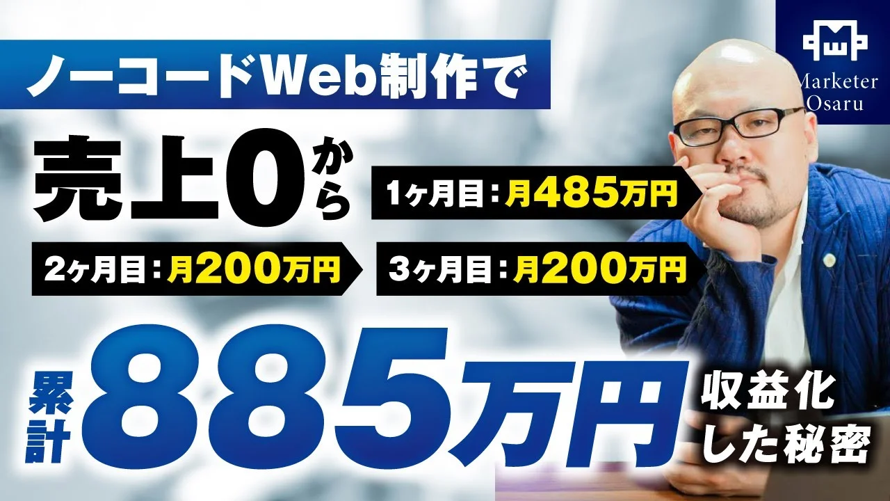 【マーケ講座受講生実績】ノーコードWeb制作で売上0から3か月累計885万円を収益化した秘密【おさる×銀河対談】 | おさるマーケティング講座